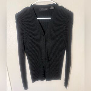 Express Women's Ribbed Black Cardigan